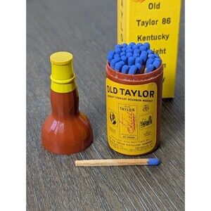 RARE VTG Old Taylor Kentucky Straight Bourbon Whiskey Bottle Matchstick Holder